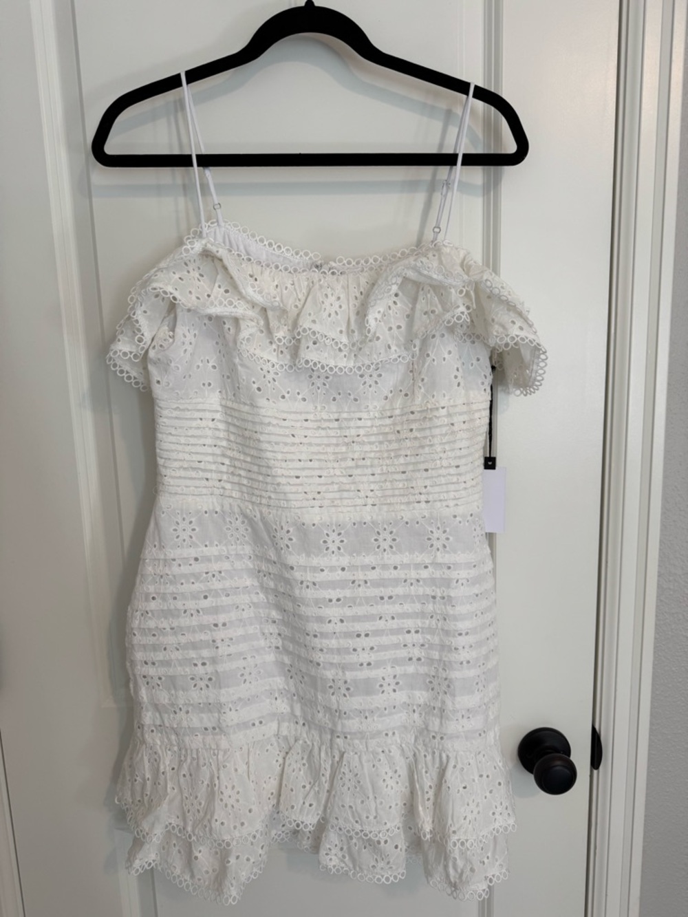 Astr The Label Off the Shoulder Eyelet Ruffle Dress Size L